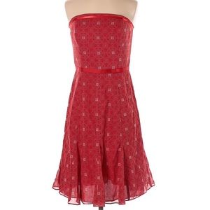 Y2k ABS red printed strapless dress